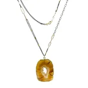 Agate Or Turquoise Slab Pendant Necklace