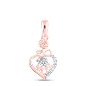 10k ROSE GOLD 1/12CTW DIAMOND NK GIFT | MOM HEART PENDANT