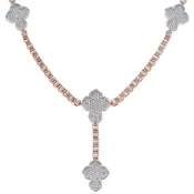 10K GOLD 3.88MM TWO-TONE BAGUETTE DIAMOND LARIAT CROSS CHAIN 8.82 CT