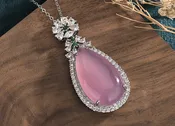 Big Pink Drop Jade Necklace | Designer Jewelry | She She's Closet