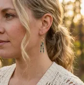 African Turquoise Stick Earrings