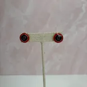 2 Tone GG Button Stud Earrings