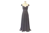 Beaded Cap-sleeve Chiffon Gown