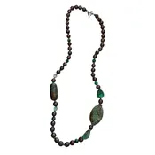 10480 Freshwater Pearl, Turquoise Sterling Silver Necklace