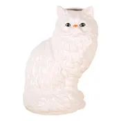 10.75 Inch Height White Ceramic Cat Vase