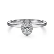 14K White Gold Oval Halo Diamond Engagement Ring