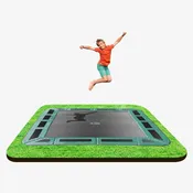 11ft x 8ft Capital Rectangular In Ground Trampoline Kit – Green