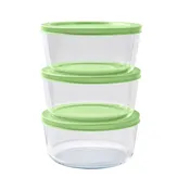 6 Piece Set (4 Cup / 32Oz) Round Glass Storage Containers With Lids, Pistachio