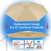 10ft 8 Rib Canopy Replacement Cover for Patio Hanging Umbrella