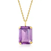 10.00 Carat Amethyst Pendant Necklace in 14kt Yellow Gold. 18"
