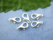 100 pcs Bright SILVER Plated Lobster Clasps12mm x 6mm fcl0019a