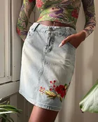 00s Dior Embroidered Denim Skirt