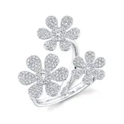 14K White Gold Flower Diamond Ring