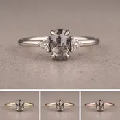 1.01 Carat Salt and Pepper Oval Diamond Engagement Ring, Quinn Setting