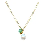 18k Gold Necklace with Multi-Stone Charms