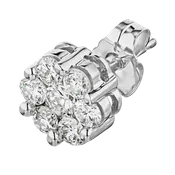 10k White Gold Natural Diamonds Cluster Earrings