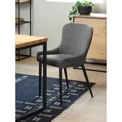 Boucle Dining Chairs with Black Steel Legs, Set of 2
