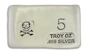 5 oz Silver Bar-Skull and Crossbones