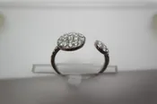 14 Karat White Gold Diamond Double Circle Cluster Ring With 0.64Tw Round F Vvs2 Diamonds