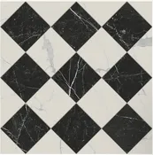 12x12 Checkerboard Pattern Carrara Polished Marble and Nero Marquina Polished Marble