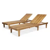 Addisyn Outdoor Wooden Chaise Lounge (Set of 2)