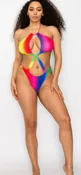 Rainbow Bikini with wrap and tote bag