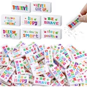 100 Pcs Inspirational Pencil Erasers Bulk for Kids Fun Motivational Eraser School Supplies Back to School Office Supplies for Classroom Office Teacher Artists (Lovely)
