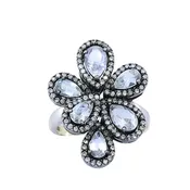 14k Gold  Diamond Floral Cocktail Ring