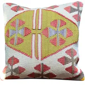 15" x 15" Geometric Design Hand-Woven Turkish Kilim Pillow Cover Cwpal-3400