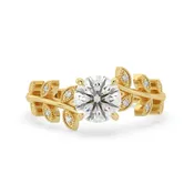 1.00 Carat Round Floral Vintage Lab Grown Diamond Pave Engagement Ring