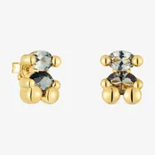 13 mm 18K gold vermeil bear motif Earrings with lab-grown green spinel Color Bear LGG