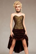 Abhainn Steampunk Gold Brocade Corset Dress