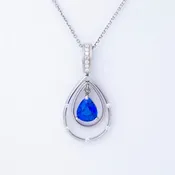 14kt White Gold Blue Sapphire and Diamond Pendant