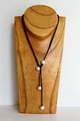 "All Around Town" Adjustable Freshwater Pearl & Leather Necklace