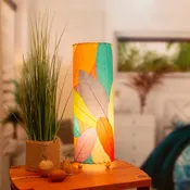 24 Inch Cocoa Leaf Cylinder Table Lamp Multi