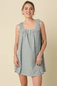 Blue and Brown Gingham Mini Dress