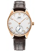 IWC Portugieser Automatic 40 Silver Plated Dial 18K Rose Gold Leather Strap Men's Watch IW358306