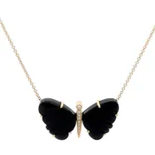 Large Black Onyx Butterfly Necklace