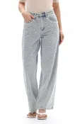 Berlin Pearl & Rhinestone High-Rise Barrel Jeans