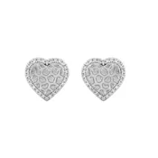 0.10 Ct Round Diamond Heart Stud Earrings For Women Yellow Gold Finish Halo Nugget Domed Design Jewelry Gift