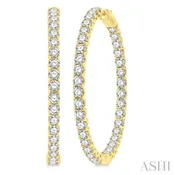 10 Ctw Inside-Out Round Cut Diamond 1 3/4 Inch Hoop Earrings in 14K Yellow Gold