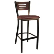 6157B Metal Barstool w/ Silver Vein or Semi Gloss Black Finish & Veneer Seat