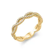 14K Yellow Gold Infinity Twist Diamond Band