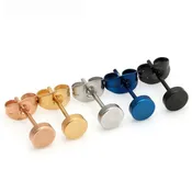Custom Stainless Steel Round Disc Flat Top Stud Earrings