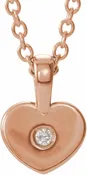 14K Rose .01 CT Diamond Youth Heart 16 Necklace
