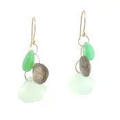 Chalcedony, Labradorite &amp; Chrysoprase Three Loop Earrings