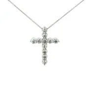 3.1ctw Diamond Cross Necklace 18K White Gold