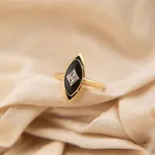 10k marquise onyx + diamond ring | sz 5.75