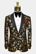 Black &amp; Gold Tulip Tuxedo Jacket