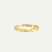 14K Yellow Gold Architectural Design Engraved Women's Ring